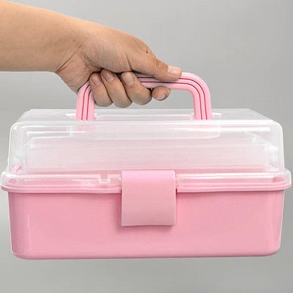 Three-layer Sewing Storage Box Transparent Portable Hardware Tool Box New Craft Storage Box