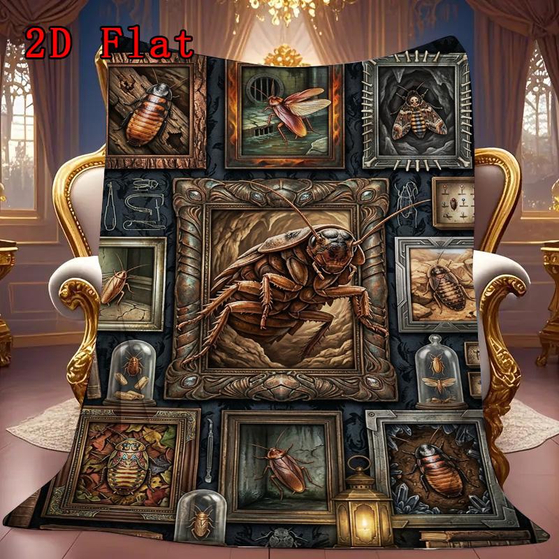 Insect Taxidermy Collection 2D Flat Pattern Flannel Blanket, High quality All Seasons, Home Decor, Warmth and Comfort, Perfect for Christmas Gifts.