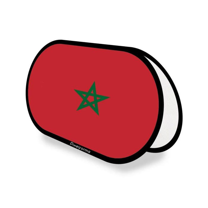 Drapeau Ovale - Maroc - 70 x 120 cm - Polyester - Impression recto/verso - Pliable rétractable
