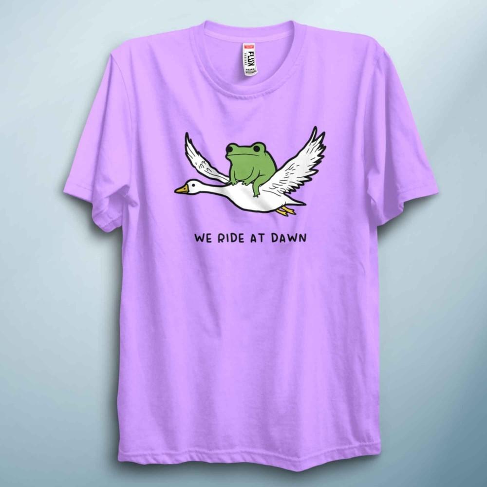 Funny Frog T Shirt We Ride At Dawn Cute Meme Shirt
