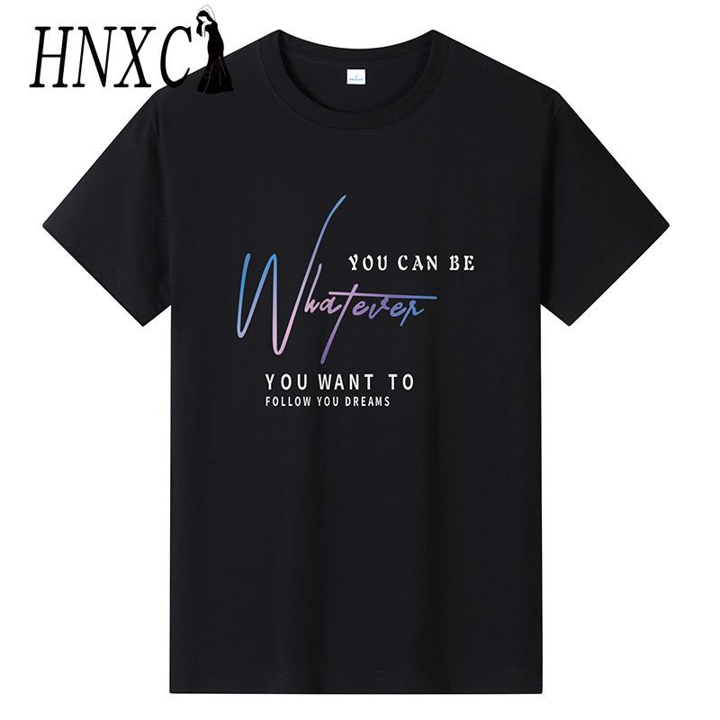 HNXC Puuvillane lühikeste varrukatega T-särk Meeste moodne vaba poolvarrukatega särk trükitud kaastundesärk