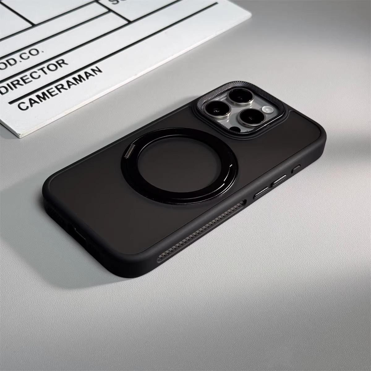 

Applicable To Apple IPhone 16 ProMax Matte Phone Case 17 Pro Bracket 360 Degree Rotating Cooling Mesh Large Hole iPhone17promax