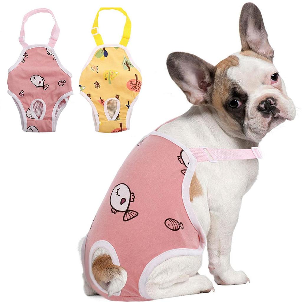 Pantaloni Corti per Cani Femmina Pannolini Bretelle Pantaloni Fisiologici Biancheria Intima Lavabile Pannolini Mutandine Igieniche Bulldog Francese Cani Piccoli