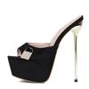 Liyke Sandali con Zeppa e Fibbia in Metallo Sexy da Donna Sandali con Tacco Alto Super Sottile Moda Estiva da Festa Scarpe da Stripper Nere