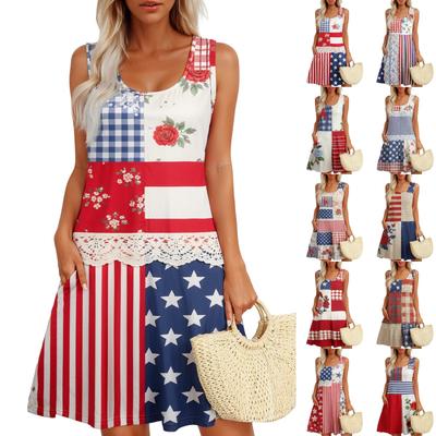 Vestido Casual de Moda para Mujer con Estampado del Día de la Independencia