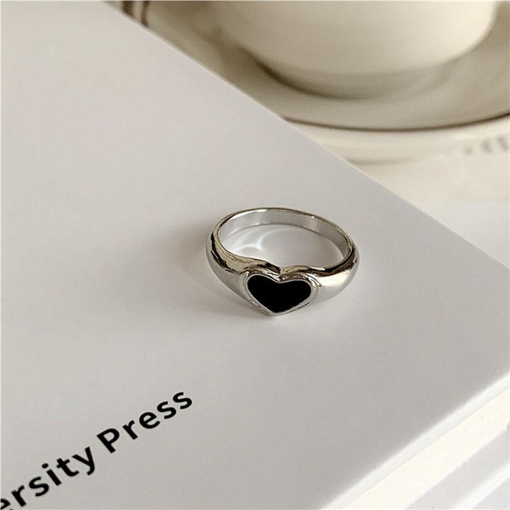 Romantic Red Black Heart-shaped Fashion Accessories Couple Ring Finger Ring Party Jewelry Rings