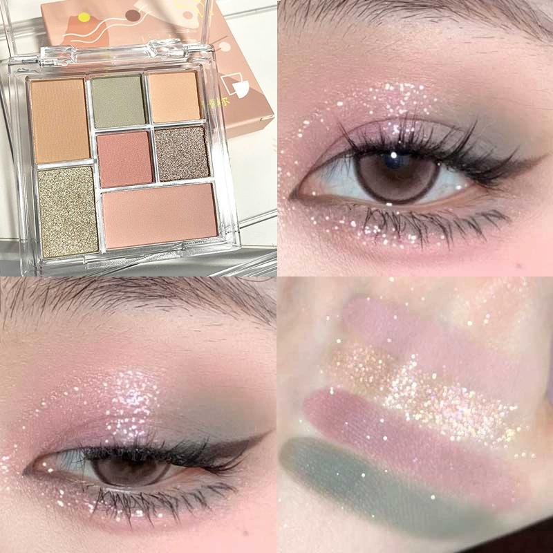 Matte Shimmery Eyeshadow Palette, Nude Brown, Natural Eye Contouring Easy To Use, Portable Versatile Makeup Palette, Daily Commute No Makeup Look