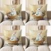 2D Easter Bunny With Egg Decorative Pillow Cover Pattern Cushion Cover Suitable For Sofa Bedroom Car Pillow Cover