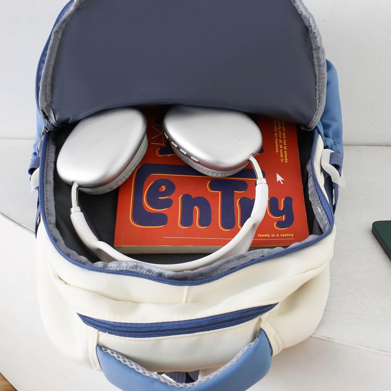 Lightweight Contrast Backpack Student Schoolbag Large Capacity Backpack