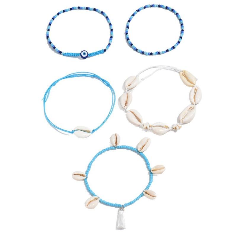 Shell Anklet Summer Ocean Wind Accessories Female Versatile Personality Handmade Blue Rice Bead Starfish Leg Ring