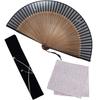 [Osaka Choseido] Folding Fan for Men, Stylish Business Fan, Includes Fan Case and Handkerchief Set, 