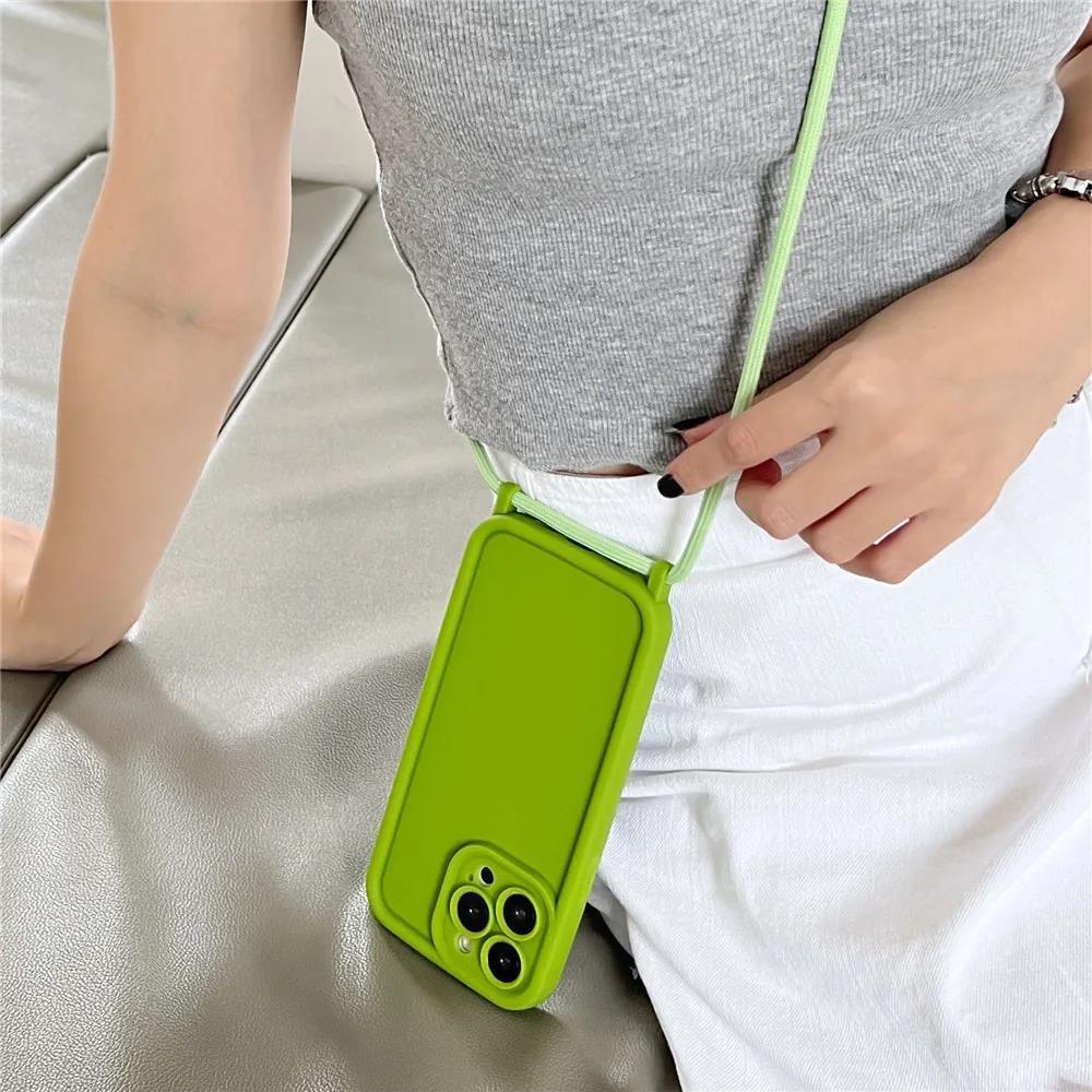 Drop-Proof Frosted iPhone 14 Pro Max Case with Crossbody Lanyard