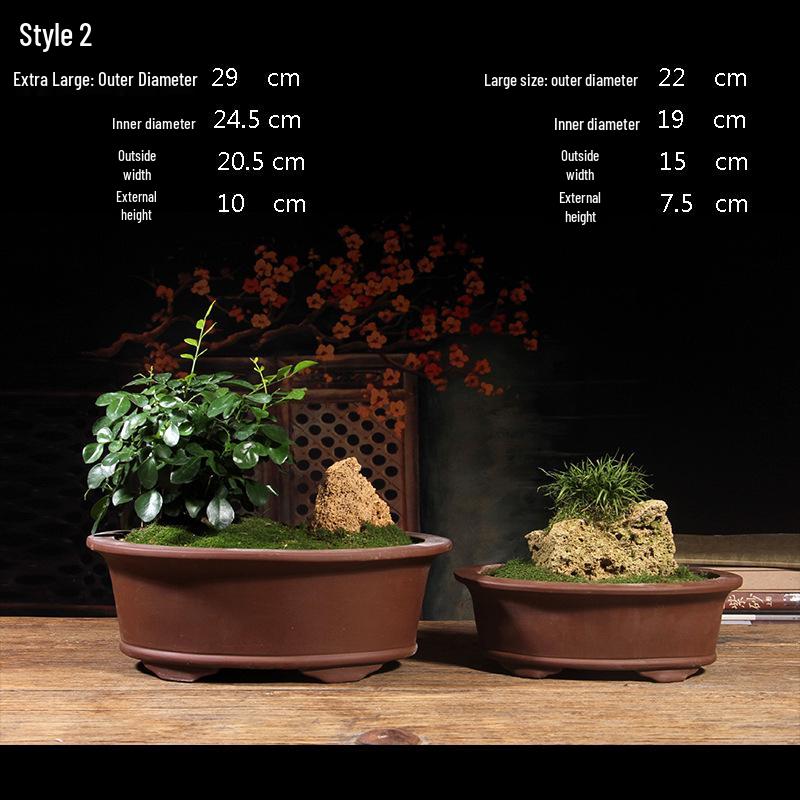 Extra-Large Breathable Purple Clay Square Bonsai Pot for Succulents and Green Plants