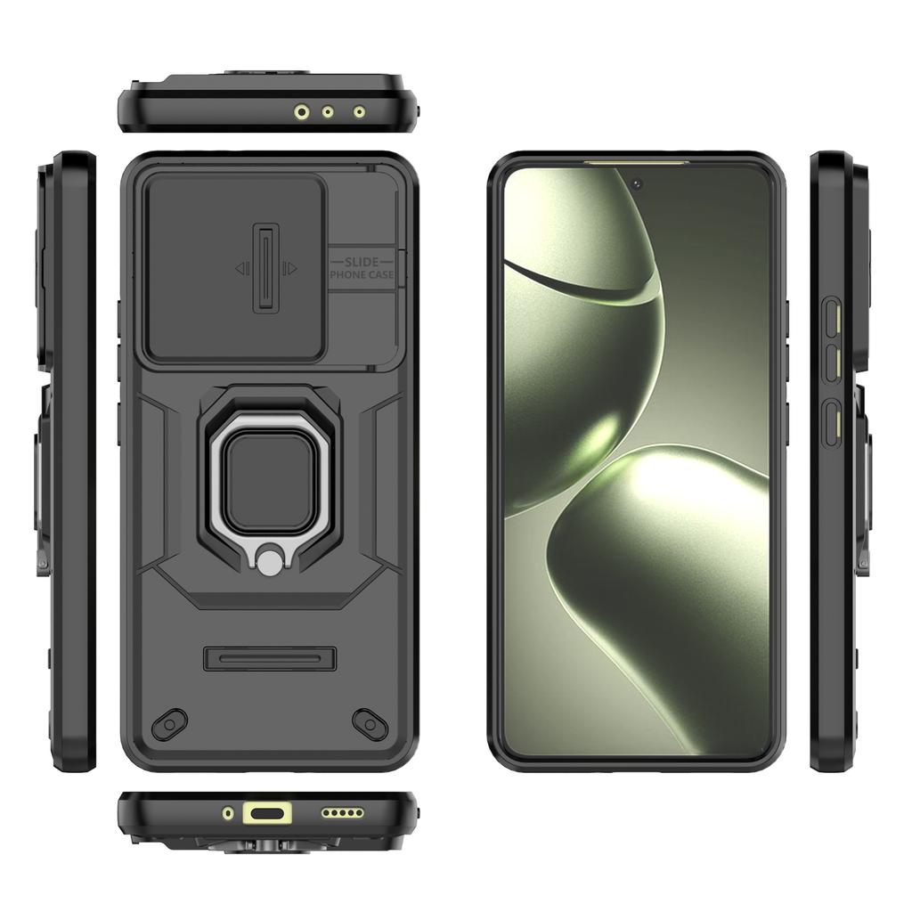 For Xiaomi 14T Case PC+TPU Kickstand Phone Protector with Lens Cover