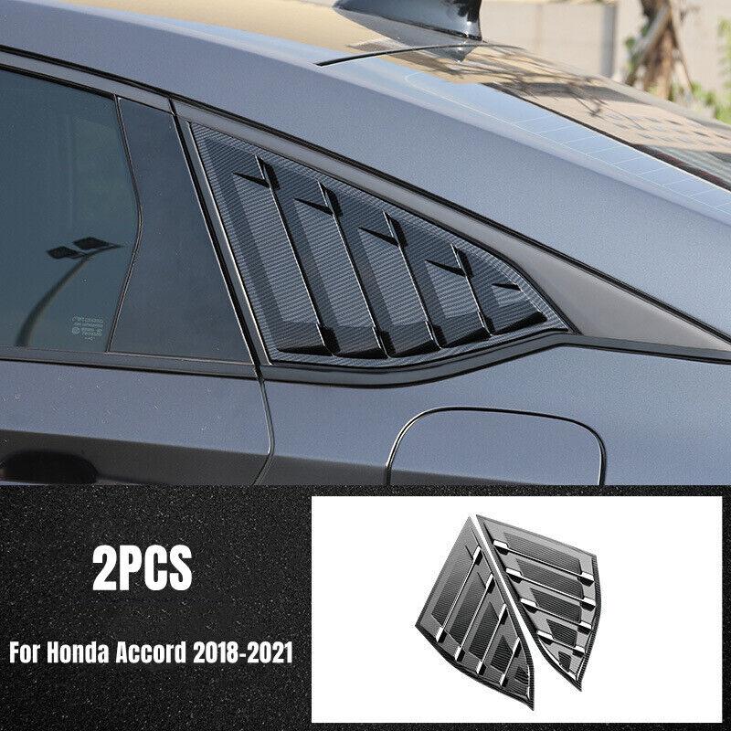For Honda Accord 10th Gen 2018- Car Rear Window Quarter Louver Shutter Cover Side Vent Trim Scoop ABS Exterior Accessories