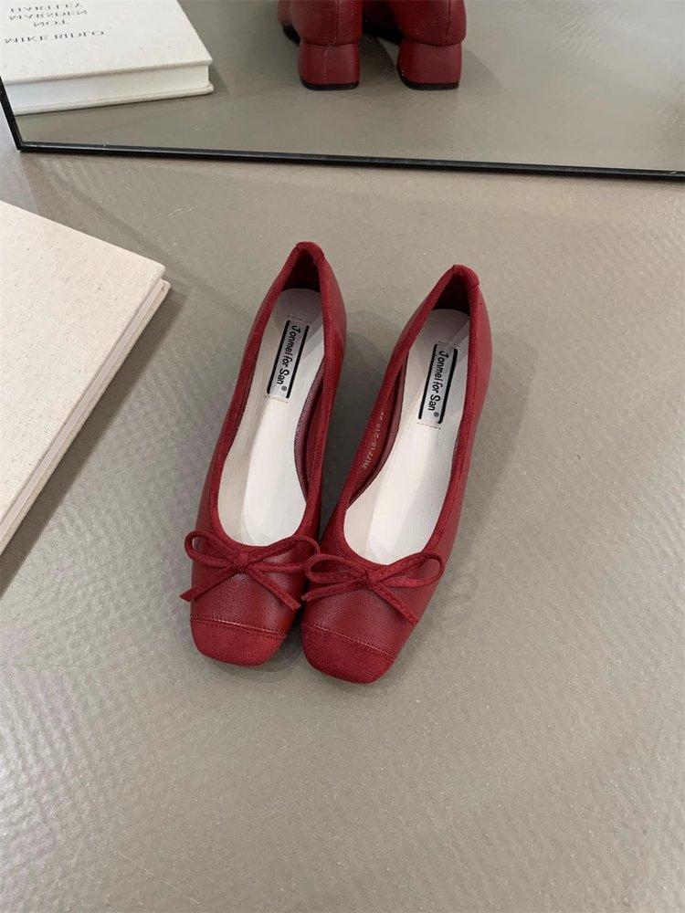 French Evening Bow High Heel Shoes Light Mouth Shoes Women's Shoes Summer Fairy Style Mary Jane Shoes Ballet Shoes