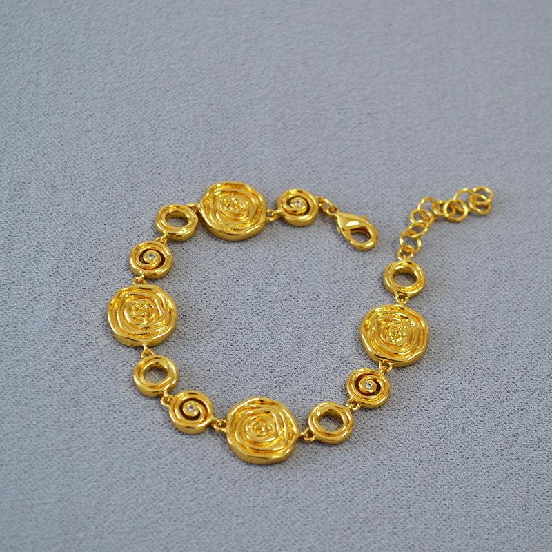 Vintage Mid-Century Style Gold-Plated Brass Growth Ring Bracelet