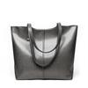 Zency Soft Cowhide Leather Fashion Women Shoulder Bag Retro Brown Tote Handbag Large Capacity Lady Shopping Bag Black Grey