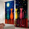 Flat Printing Window Drapes Colorful Cats Under Moon Digital Printed Polyester Holiday Decorations Use Indoor Curtains Set Of 2 Made