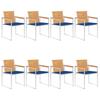 Garden Chairs Set of 8 with Cushions Solid Teak Wood