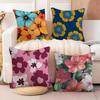 Chinese Flower Cushion Cover Soft Plush Fabric DoubleSided Printed Sofa Cushion Cover for All Seasons Home Decor Gift