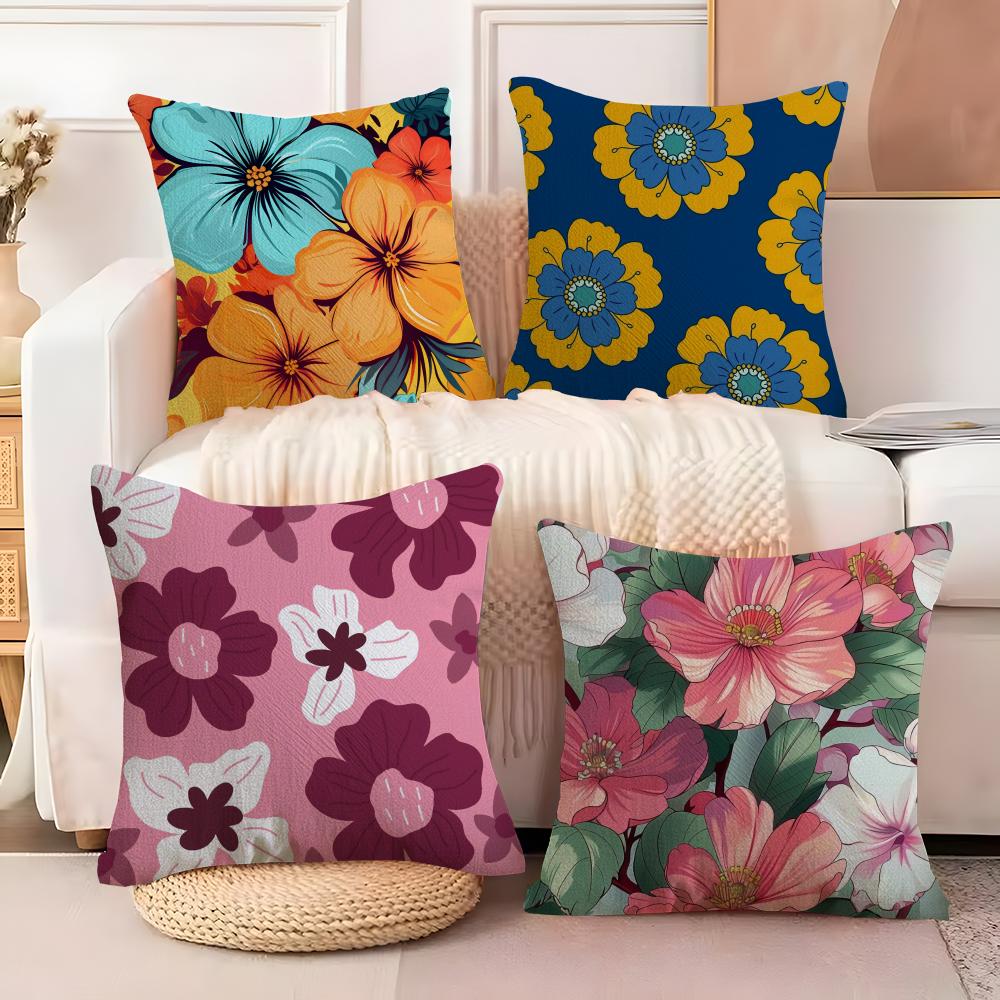Chinese Flower Cushion Cover Soft Plush Fabric DoubleSided Printed Sofa Cushion Cover for All Seasons Home Decor Gift