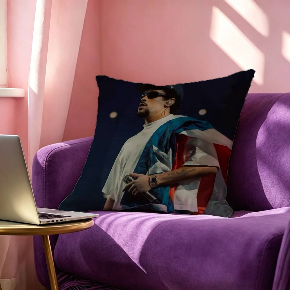Singer Bad BBunny Debi Square DoubleSided printed Pillow Case Bedroom Bedside Pillow Sofa Cushion Cover