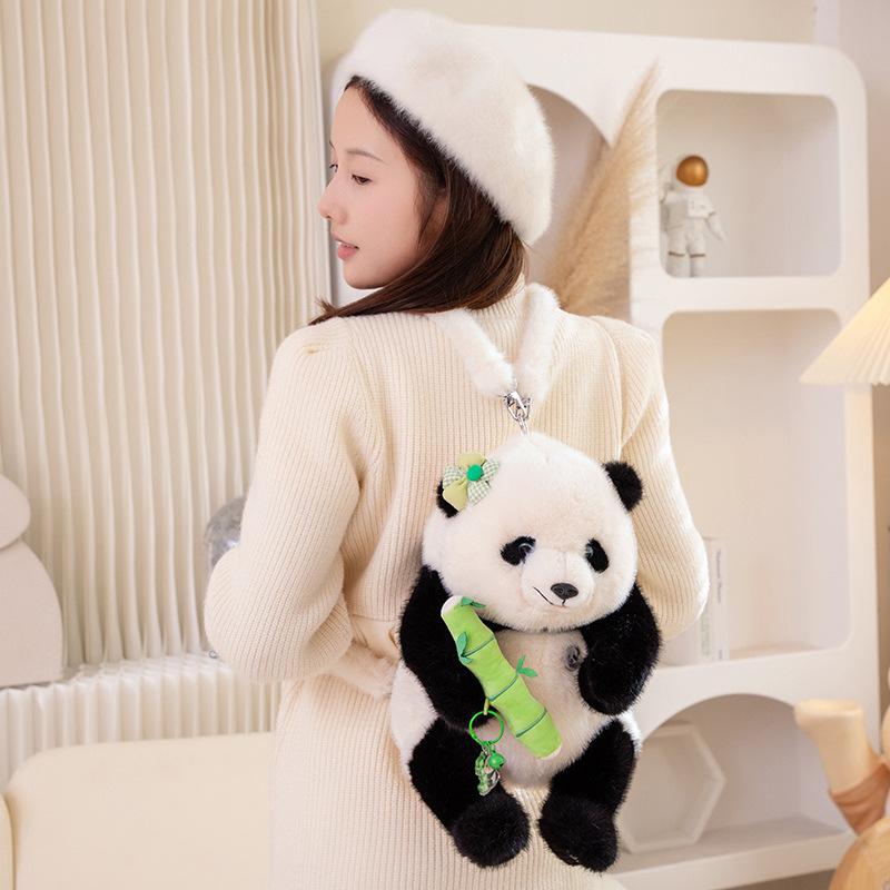 New Giant Panda Doll Flower Panda Plush Toy Doll Backpack Doll Same Birthday Gift In Chengdu