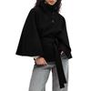 Women's European & American Autumn/Winter Solid Cloak Trench Coat with Stand-up Collar and Waist Belt