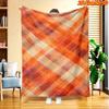 1pc 2D Flat Printing Spring & Summer New Arrival Orange-Toned Geometric Plaid Pattern Digital Print Blanket, Suitable for All Seasons, Casual Throw Bl