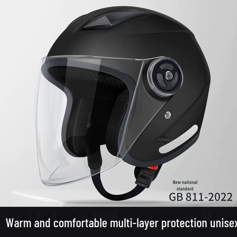 3C Certified Double Visor Electric Motorcycle Helmet, Unisex Winter Model, All-Season Safety Helmet