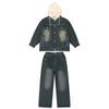 Conjunto Denim para Niñas, Estilo Otoño/Invierno, Chaqueta con Capucha y Pantalones de Pierna Ancha Conjunto de Dos Piezas