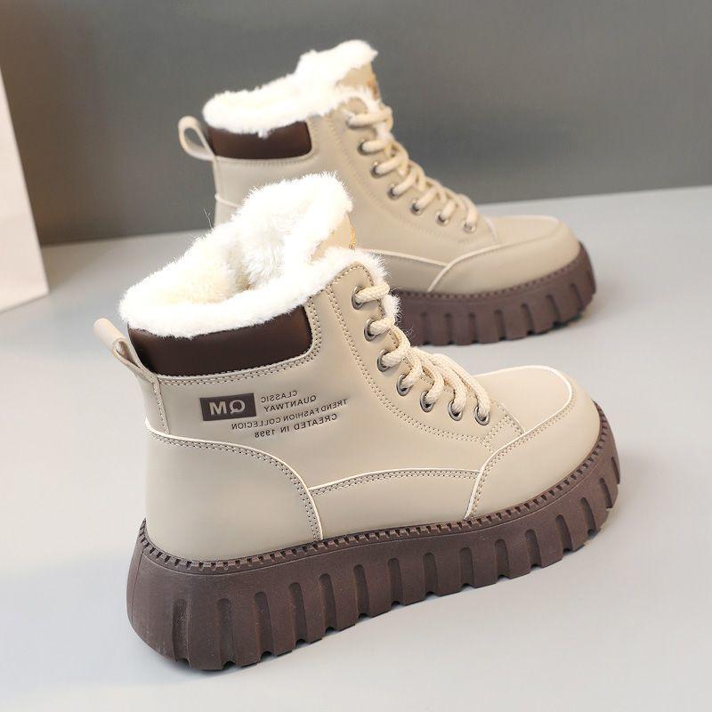 Winter neue Samt verdickte High-Top Baumwollschuhe Damen flauschig vielseitig warm leicht Schneestiefel Martin Stiefel Damen