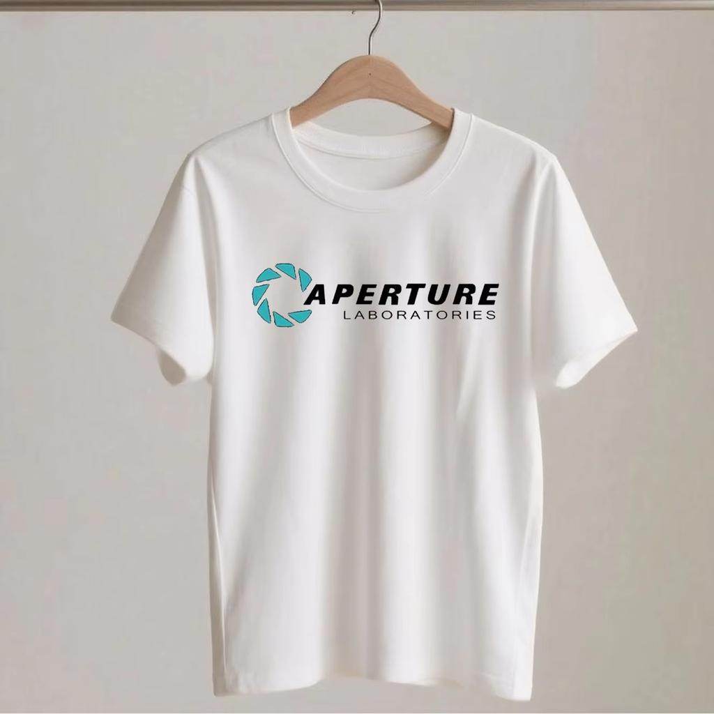 Mens women Tshirt Portal 2 Aperture Laboratories Logo Mens Tshirt Video Game Fan Clothing Shirt Cotton Short Sleeve T Shirt