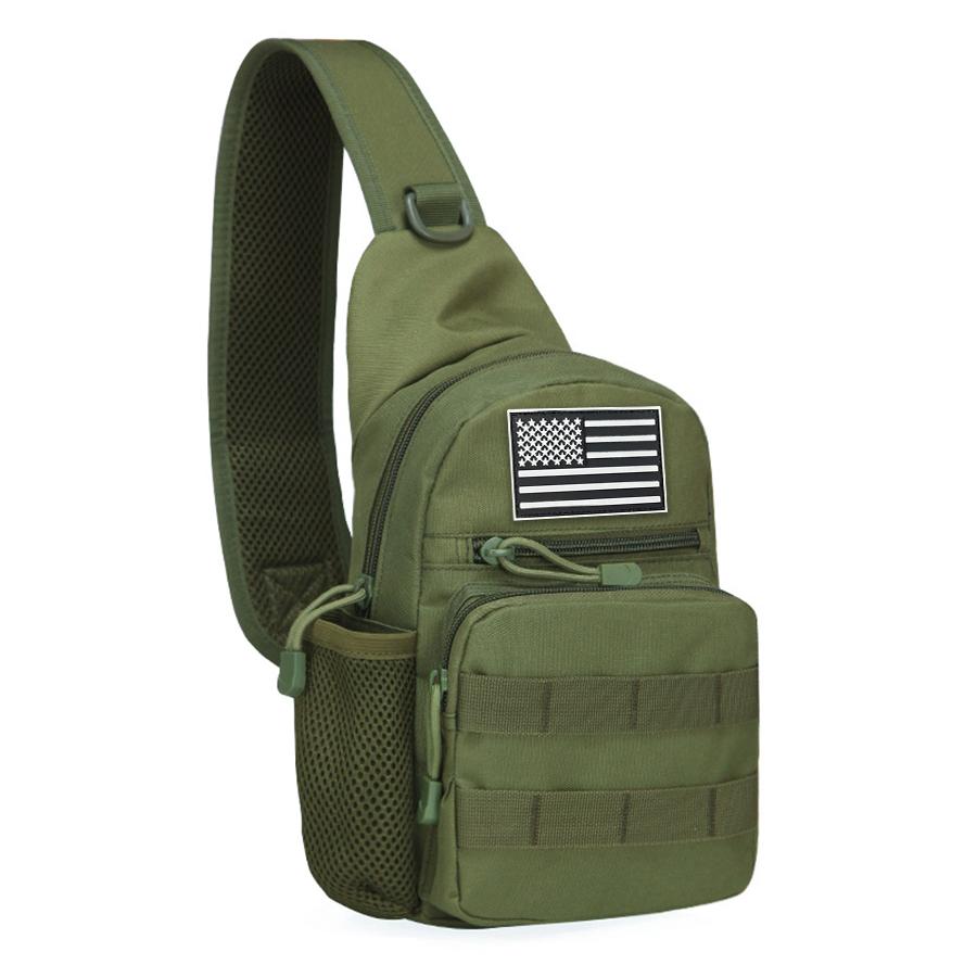 Camouflage Shoulder Bag Men's Chest Bag Outdoor Travel Convenient Water Cup Mesh Bag Shoulder Strap Adjustable