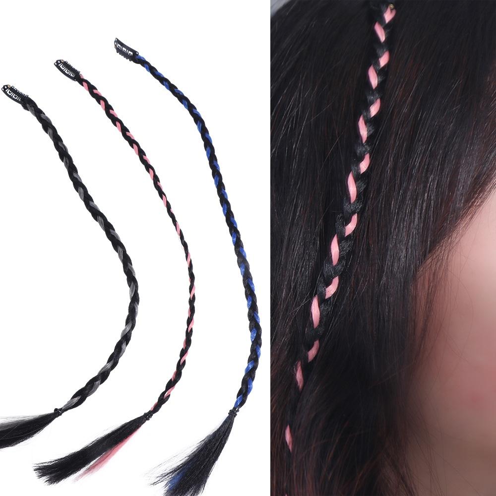 

Fashion Twist Braided Hair Rope Y2K Hanging Ear-Dye Wig Sweet Boxing Braid Hair Pieces Girls рожевий