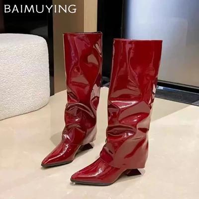 Sexy Women High Boots Elegant Leather Shoes Woman Trend Winter Knee High Goth Chelsea Boots Punk Motorcycle Botas De Mujer