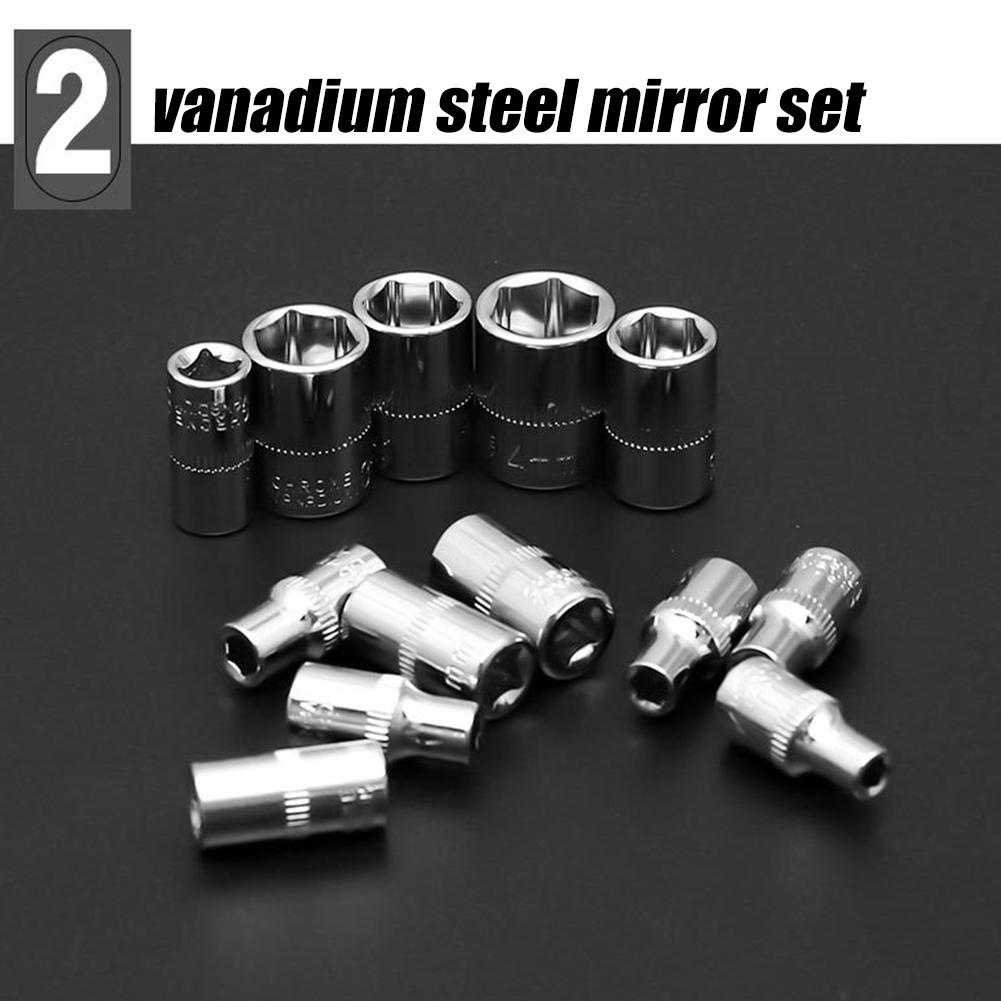 46pcs 1/4 Inch Ratchet Socket Repair Wrench Set Drive Socket Ratchet Wrench Combination Tools Kit For Car Repair Tool