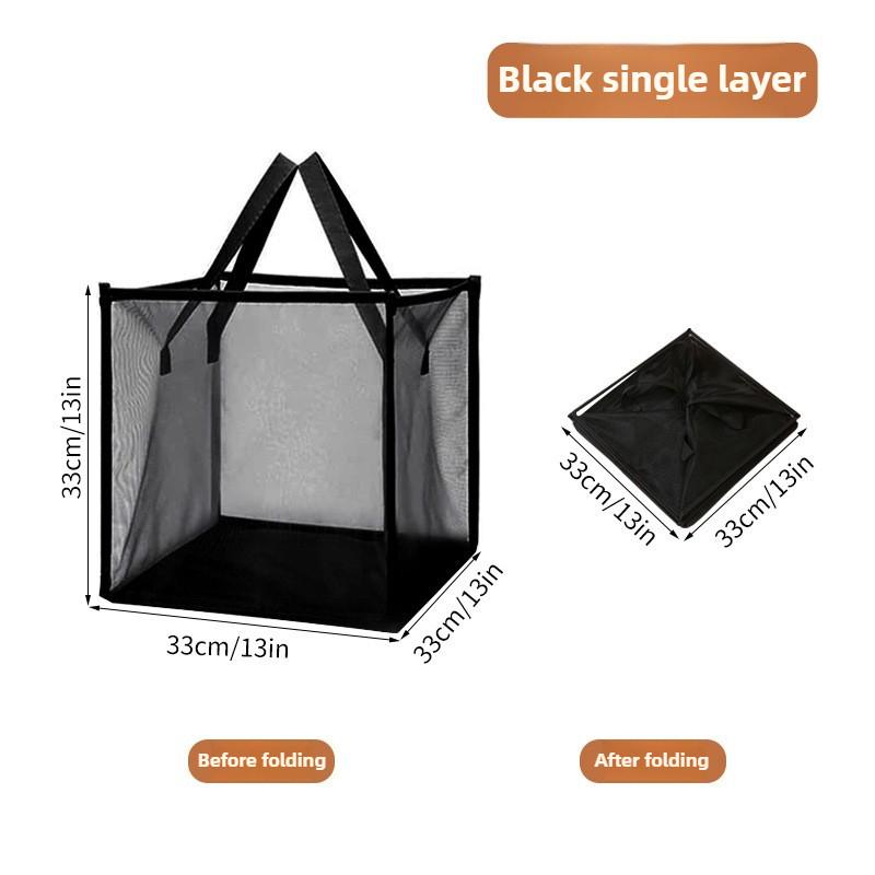 Large Foldable Square Mesh Laundry Hamper-Portable Dirty Clothes Basket with Handles,for Bathroom & Home Use Collapsible Laundry