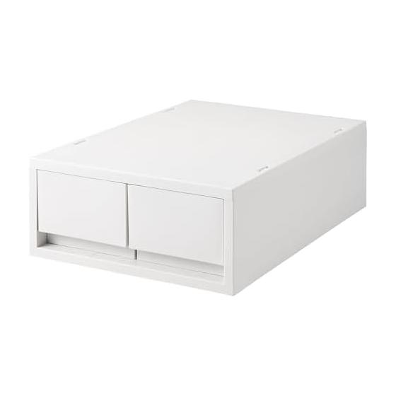 MUJI Recycled Polypropylene Small Items Storage Case Medium 2 Drawers White Gray Approx. Width 26 x Depth 37 x Height 12cm 84799624