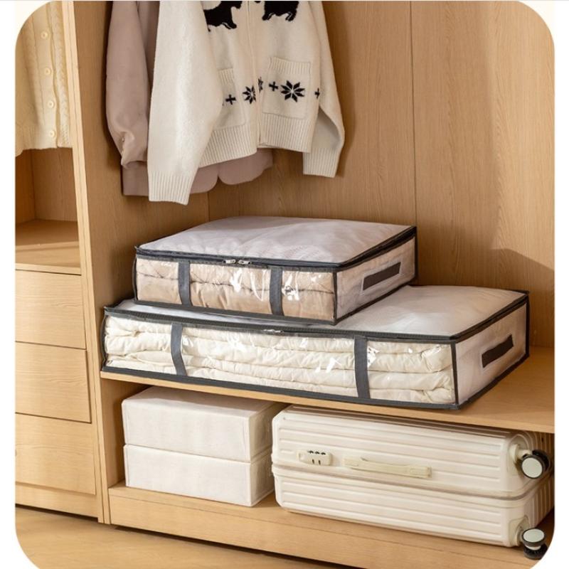 Transparent Under Bed Storage Bags Large Capacity Foldable Organizer With Zipper For Bedding Clothes