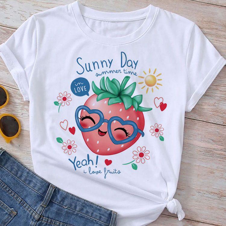 Nowy Damski T-Shirt Modne Bluzki Lato Koszulki z Nadrukiem Damskie Krótki Rękaw Casualowe T-Shirty Pani Dziewczyny Streetwear