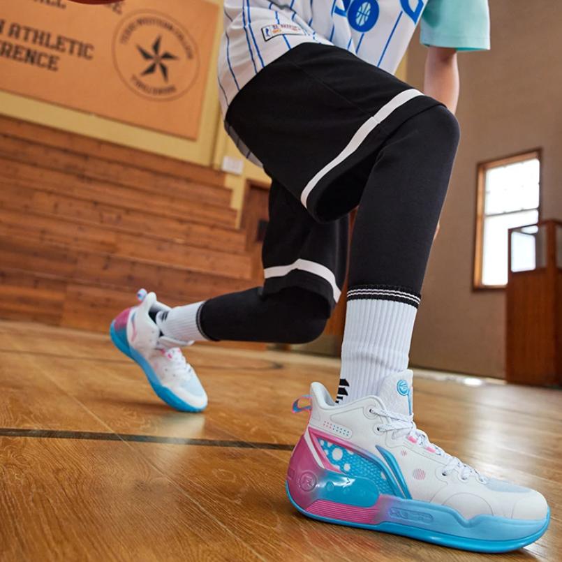 Li Ning Youth Yu Shuai 16 Mid Basketball Shoes Kids Basketball Shoes White YKBT012-1