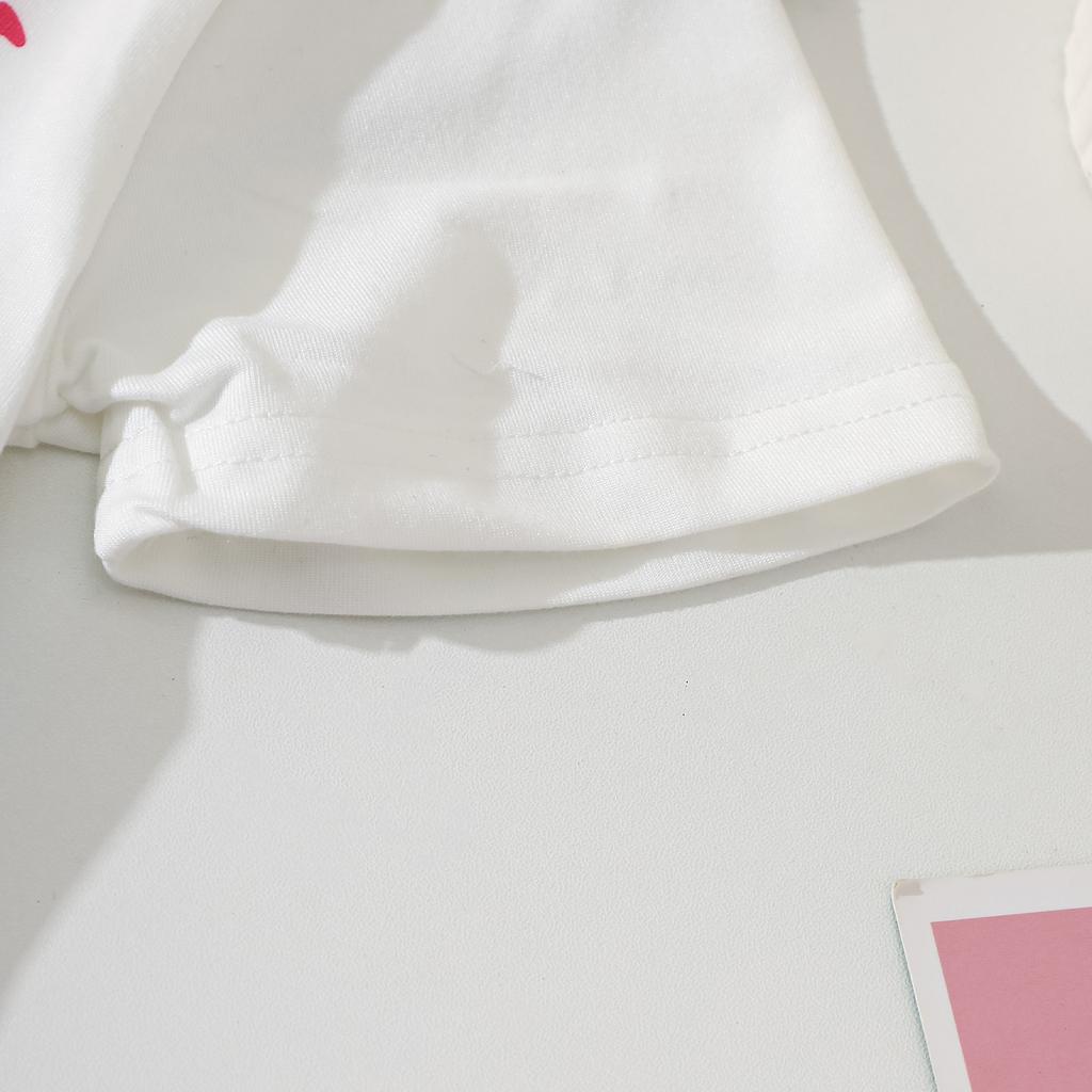 Bambina Estate Abbigliamento T-shirt a Manica Corta e Set di Pantaloncini Stampa Lettere Fiocco Outfit Casual