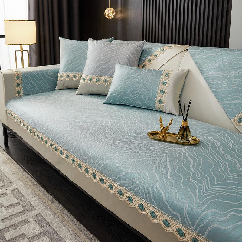 Sofa Cushion Summer Ice Silk Simple Modern Summer Mat Cushion Non-Slip Four Seasons Universal Sofa Cover Cover Solid Color Cool Pad