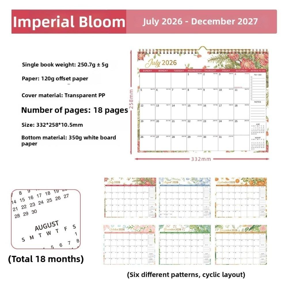 Dual Coil Design 18-Month Calendar Easy Organizing Office Calendar New Wall Calendar  Home Use
