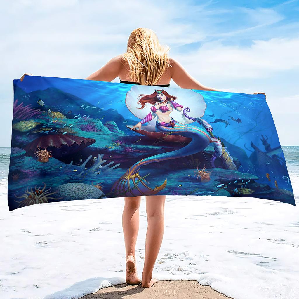 Beach Towels Mermaid Bath Towels Microfiber Pool Towel Shower Towel Beach Towels Quick Dry Pool Towels Gifts for Kids Girls