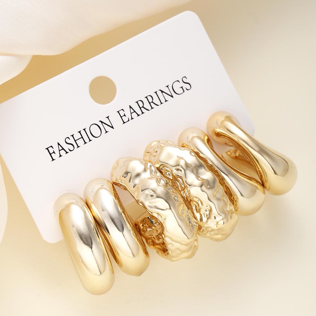 6pcs/Set European And American Classic Fashion C-Shaped Minimalist Earrings For Women's Daily Wear Gifts For Mothers Best Friend