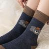 Autumn and Winter Warm Wool Socks, Dot-yarn Illustration, Mid-calf Socks, Retro Ladies, Pile Socks for Women