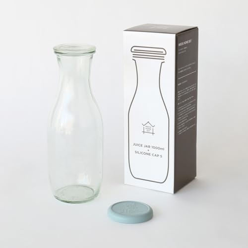WECK НАБОР ДЛЯ ДОМА БАНКА ДЛЯ СОКА 1000 мл НАБОР | Силиконовая крышка (Серовато-синий) | Упаковка коробки | WECK